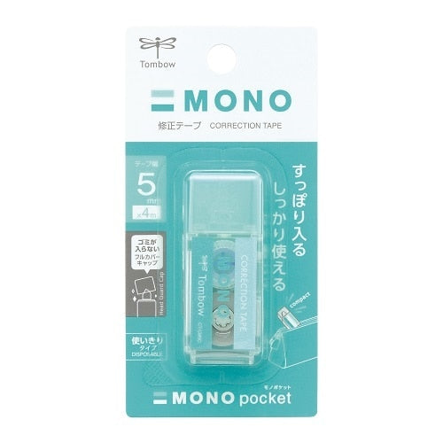 トンボ鉛筆 Correction Tape Mono Pocket 5mm Width 4m Wrap One-Use Type Blue CT-CM5C40 パッケージ正面