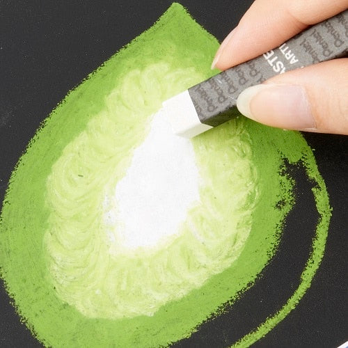 Pentel Pass chalk marker lime green swatch with ruler showing texture and coverage detail