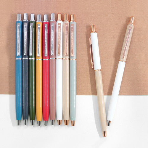 インターアクト Ballpoint Pen color range display showing charcoal and coordinating pen options in various shades