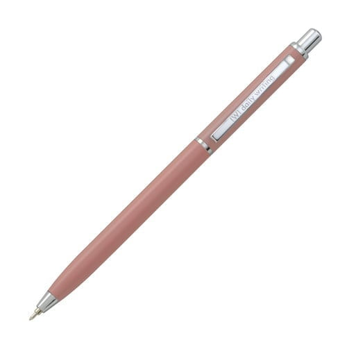 インターアクト Ballpoint Pen IWI Daily Writing Peach 0.5mm IWI-9F060-15C, diagonal view showing peach-colored barrel with silver…