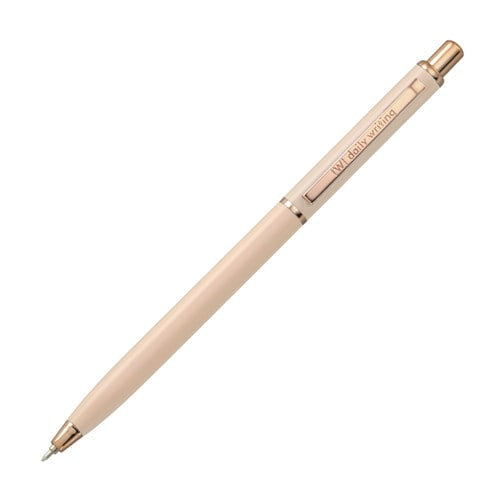 インターアクト Ballpoint Pen IWI Daily Writing Rose 0.5mm IWI-9F060-16C, beige barrel with gold trim, diagonal angle view