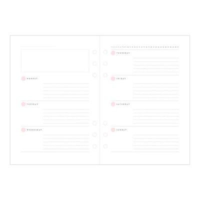 Mark's System Planner Binder Refill - A5 - Weekly Horizontal - Pink