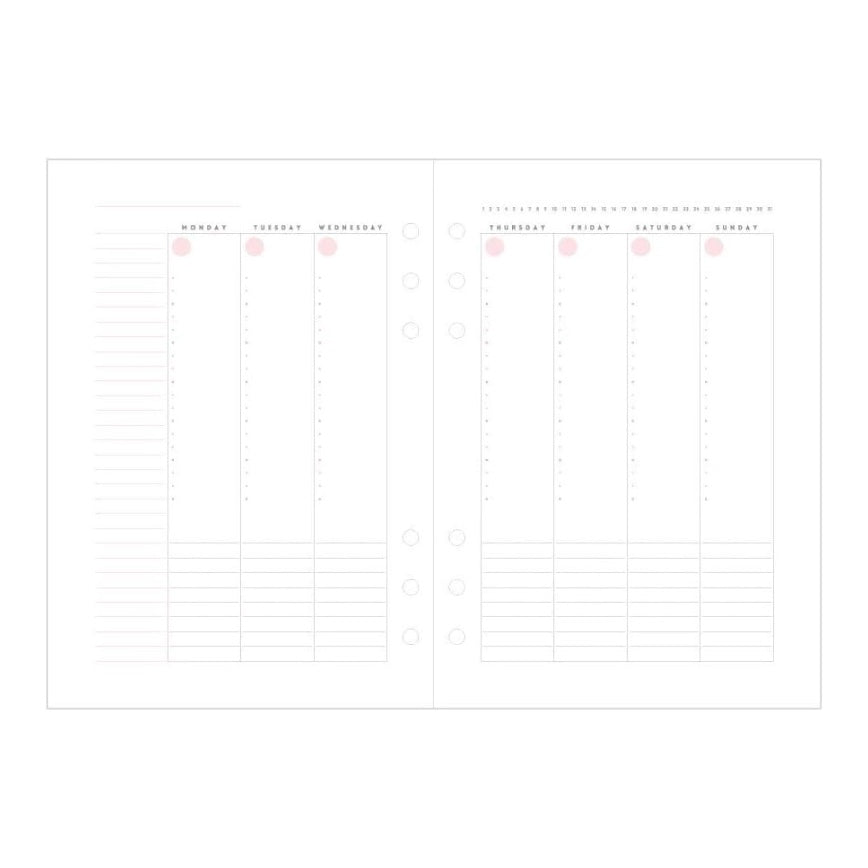 Mark's System Planner Binder Refill - A5 - Weekly Vertical - Pink