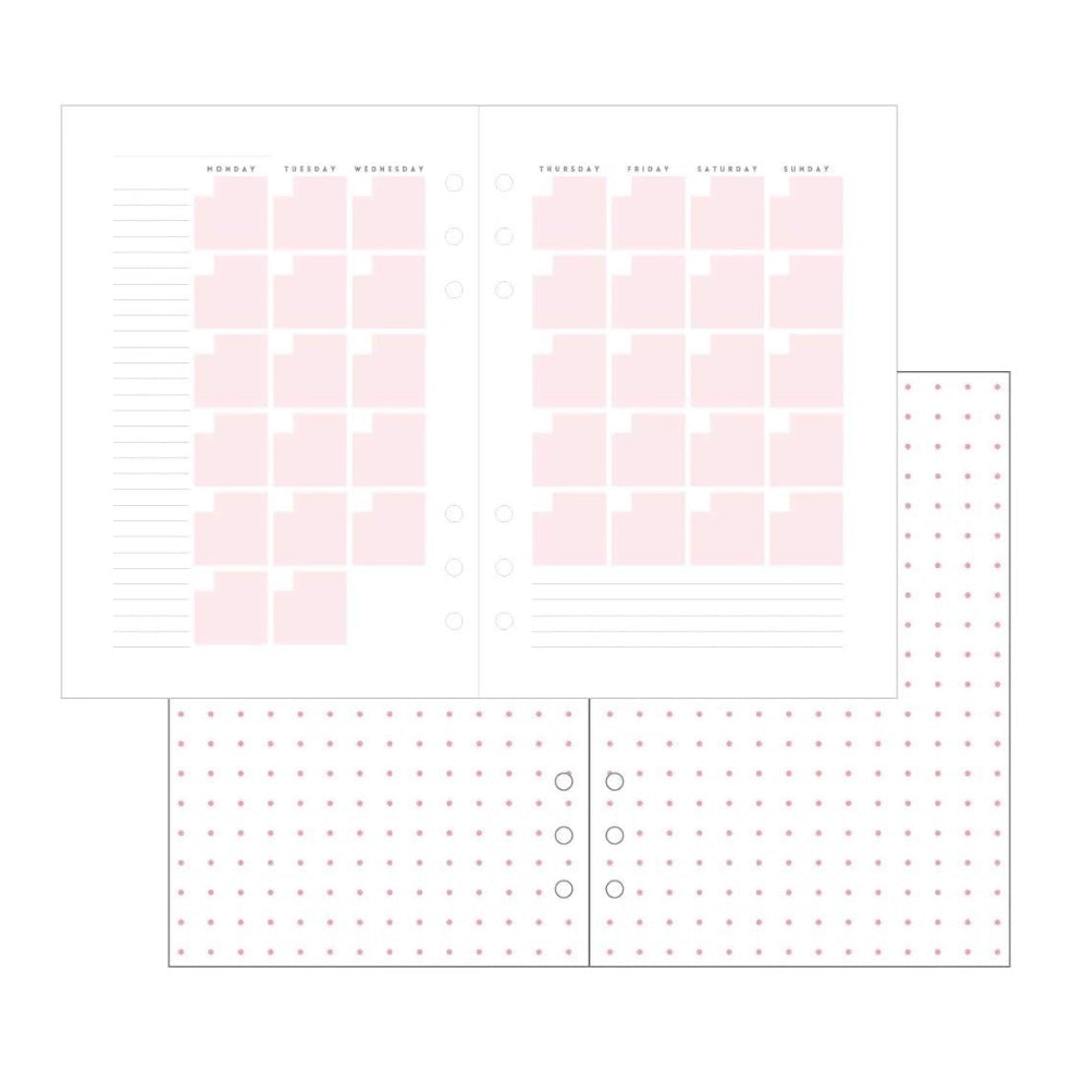 Mark's System Planner Binder Refill - A5 - Monthly Block & Memo - Pink