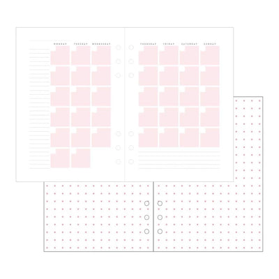 Mark's System Planner Binder Refill - A5 - Monthly Block & Memo - Pink