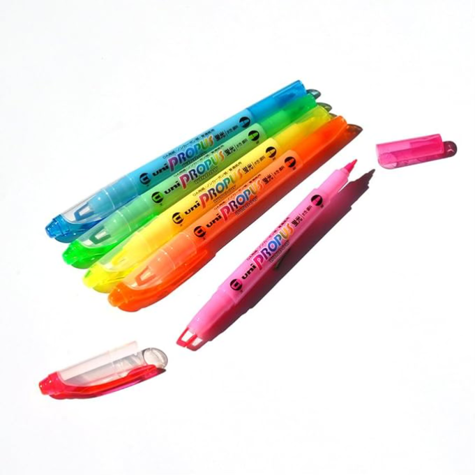 Uni Propus Window Double-Sided Highlighter - 4.0 mm / 0.6 mm - 5 Color Set