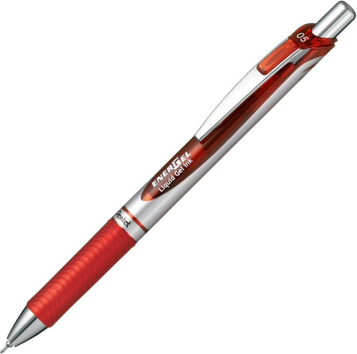 Pentel EnerGel RTX Gel Pen - Needle-Point - 0.5 mm - Red - Silver Axis