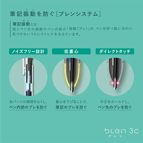 Zebra bLen 3C 3 Color Ballpoint Multi Pen - 0.5 mm - Black