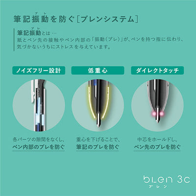 Zebra bLen 3C 3 Color Ballpoint Multi Pen - 0.7 mm - Blue Green