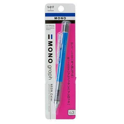 Tombow Mono Graph Shaker Mechanical Pencil - 0.3 mm - Neon Blue