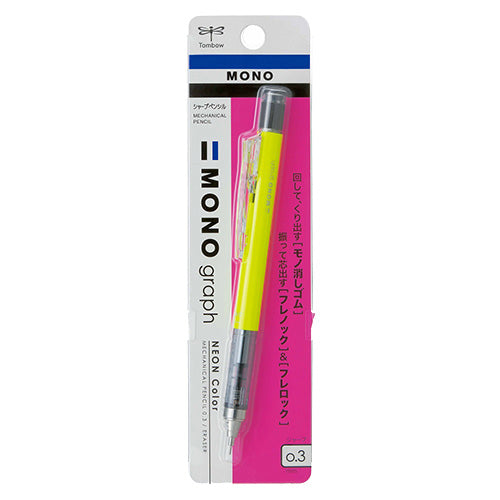 Tombow Mono Graph Shaker Mechanical Pencil - 0.3 mm - Neon Yellow