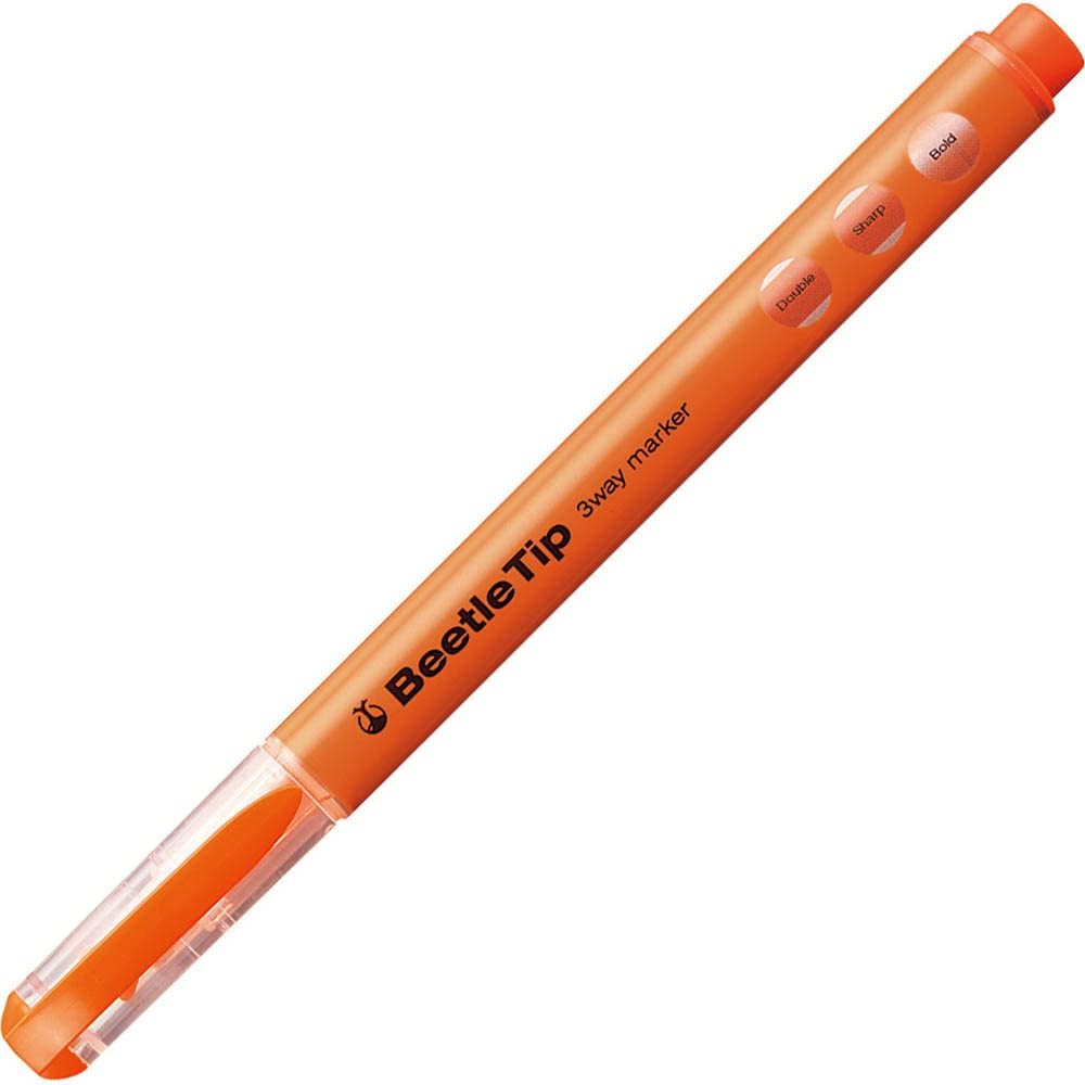 Kokuyo Beetle Tip 3way Highlighter Pen - Orange