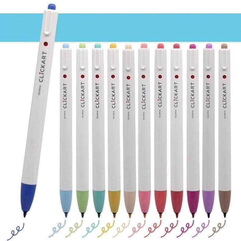 Zebra ClickArt Retractable Marker Pen - 12 Color Set - LT