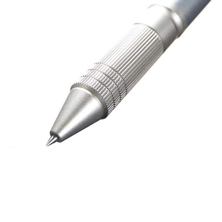 Uni Jetstream 4&amp;1 4 Color 0.5 mm Ballpoint Multi Pen + 0.5 mm Pencil - Metal Edition - Ice Silver