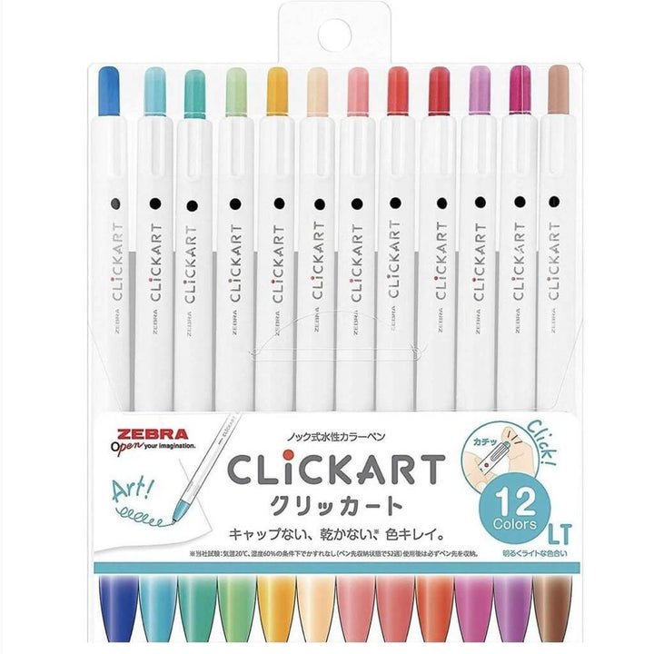Zebra ClickArt Retractable Marker Pen - 12 Color Set - LT