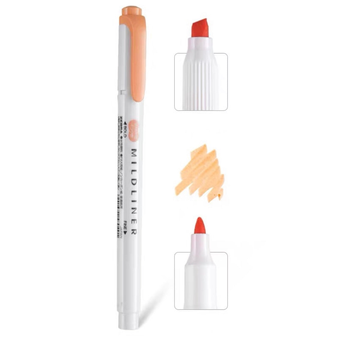 Zebra Mildliner Double-Sided Highlighter - Fine / Bold - Mild Apricot