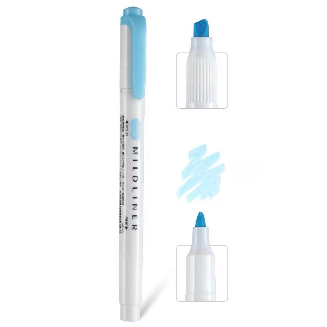 Zebra Mildliner Double-Sided Highlighter - Fine / Bold - Mild Blue