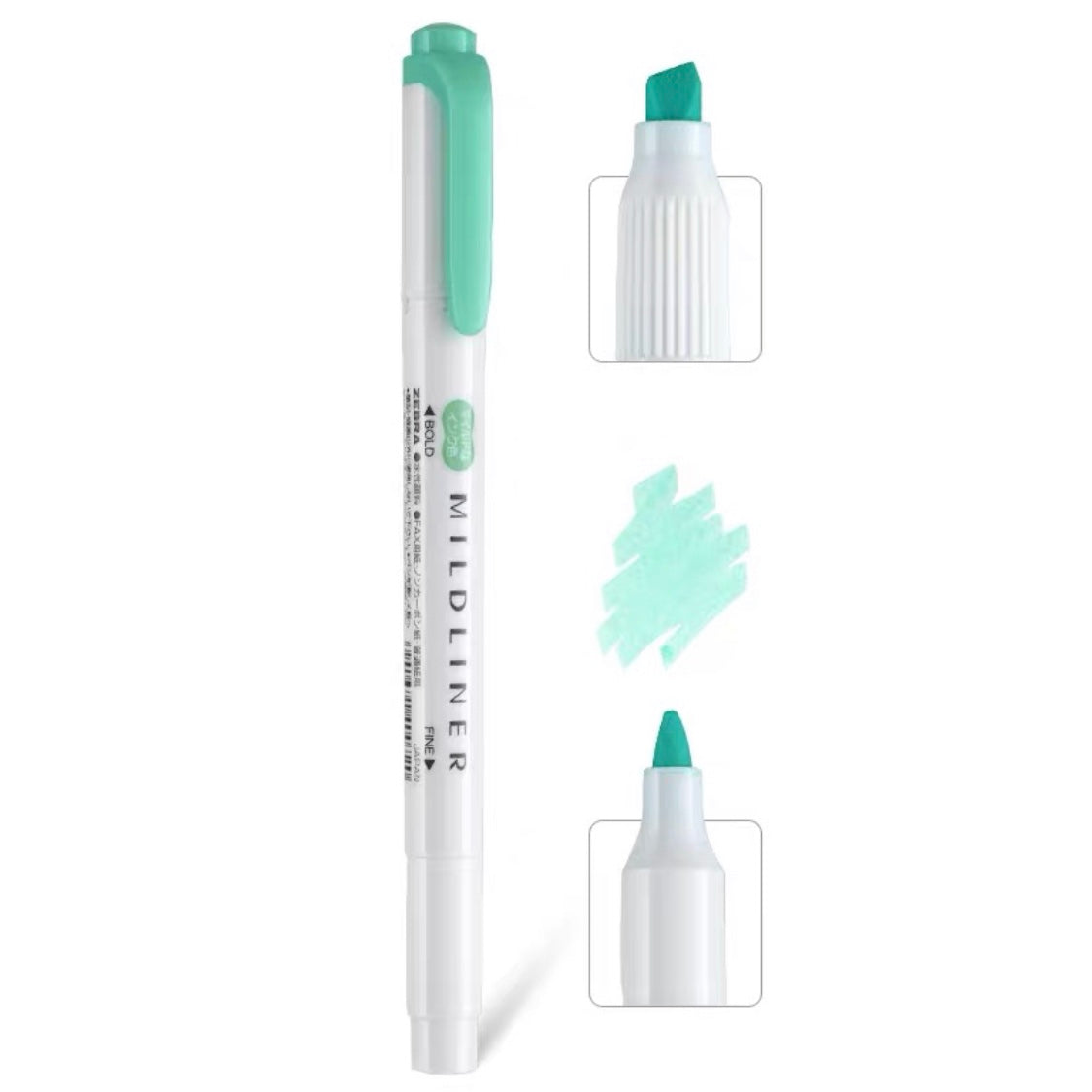 Zebra Mildliner Double-Sided Highlighter - Fine / Bold - Mild Blue Green