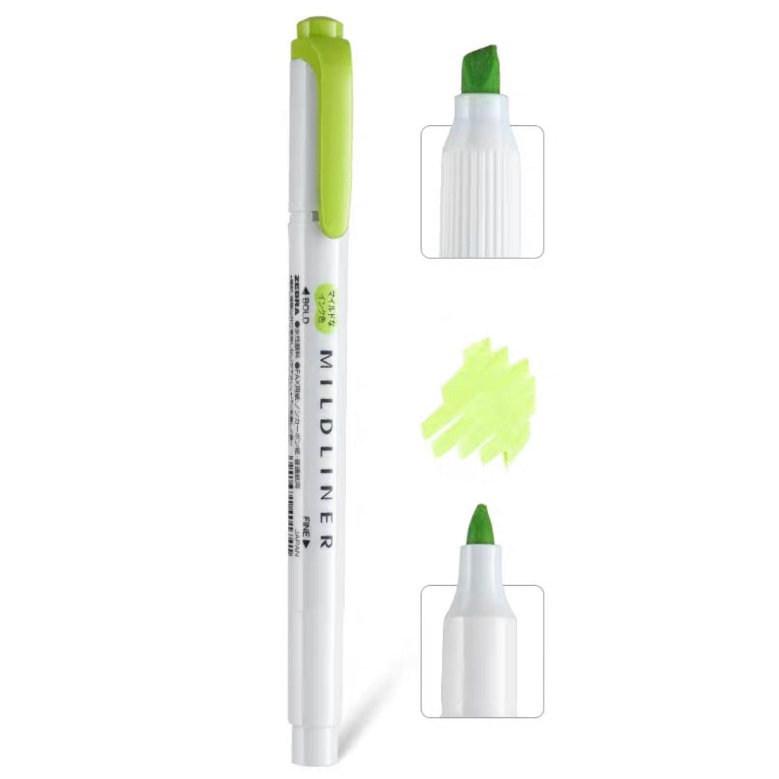 Zebra Mildliner Double-Sided Highlighter - Fine / Bold - Mild Citrus Green