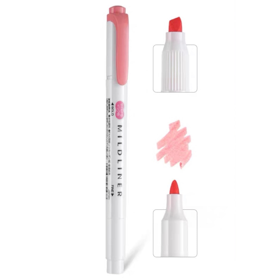 Zebra Mildliner Double-Sided Highlighter - Fine / Bold - Mild Coral Pink