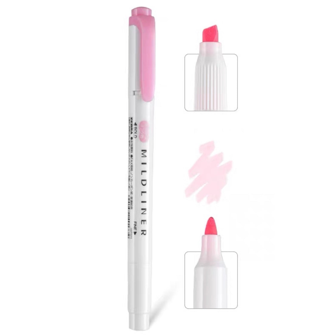 Zebra Mildliner Double-Sided Highlighter - Fine / Bold - Mild Pink