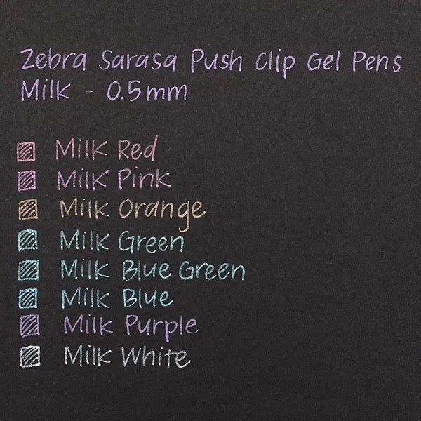 Zebra Sarasa Push Clip Gel Pen - 0.5 mm - Milk - 3 Color Set