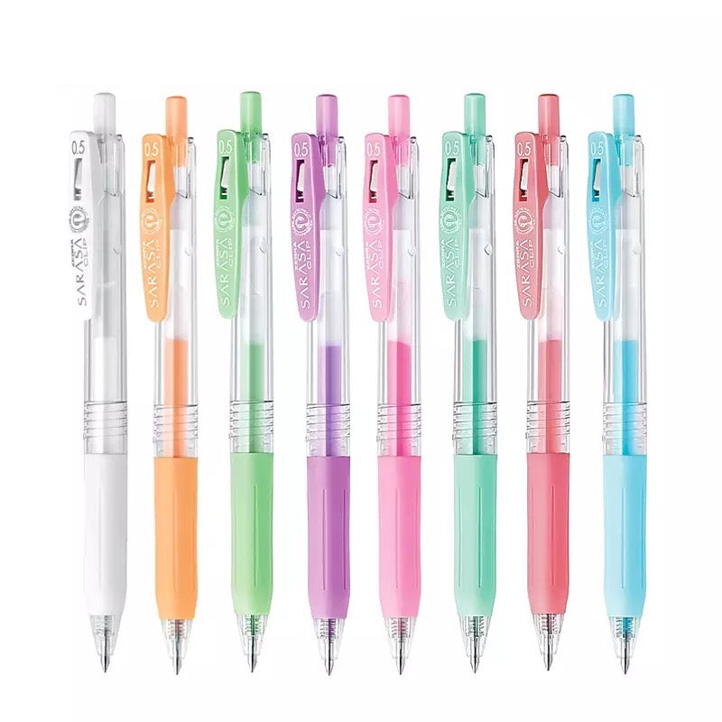 Zebra Sarasa Push Clip Gel Pen - 0.5 mm - Milk - 5 Color Set