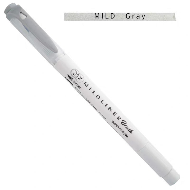 Zebra Mildliner Double-Sided Highlighter Brush - Brush / Extra Fine - Mild Gray