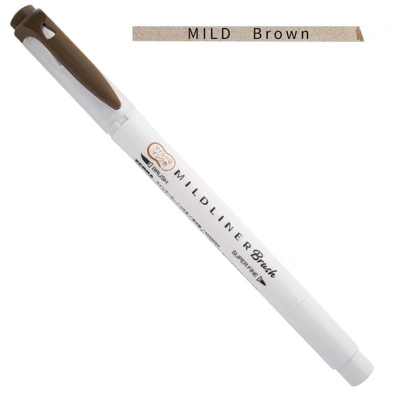 Zebra Mildliner Double-Sided Highlighter Brush - Brush / Extra Fine - Mild Brown