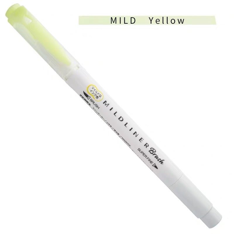 Zebra Mildliner Double-Sided Highlighter Brush - Brush / Extra Fine - Mild Yellow