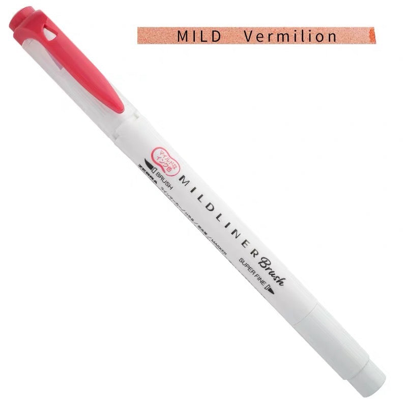 Zebra Mildliner Double-Sided Highlighter Brush - Brush / Extra Fine - Mild Vermillion