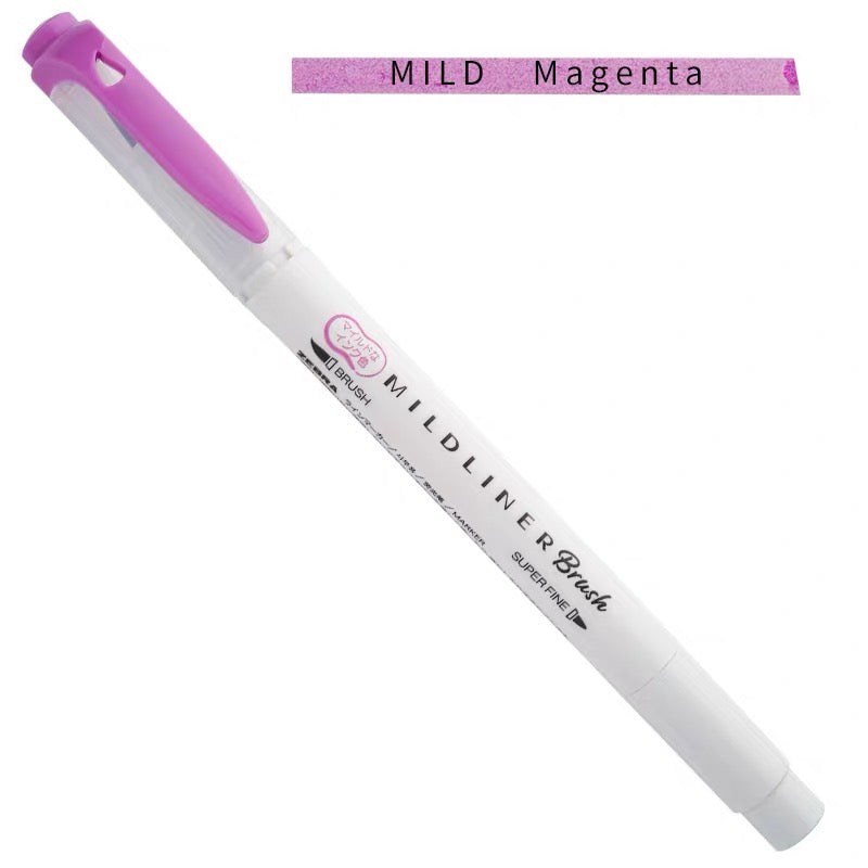 Zebra Mildliner Double-Sided Highlighter Brush - Brush / Extra Fine - Mild Magenta