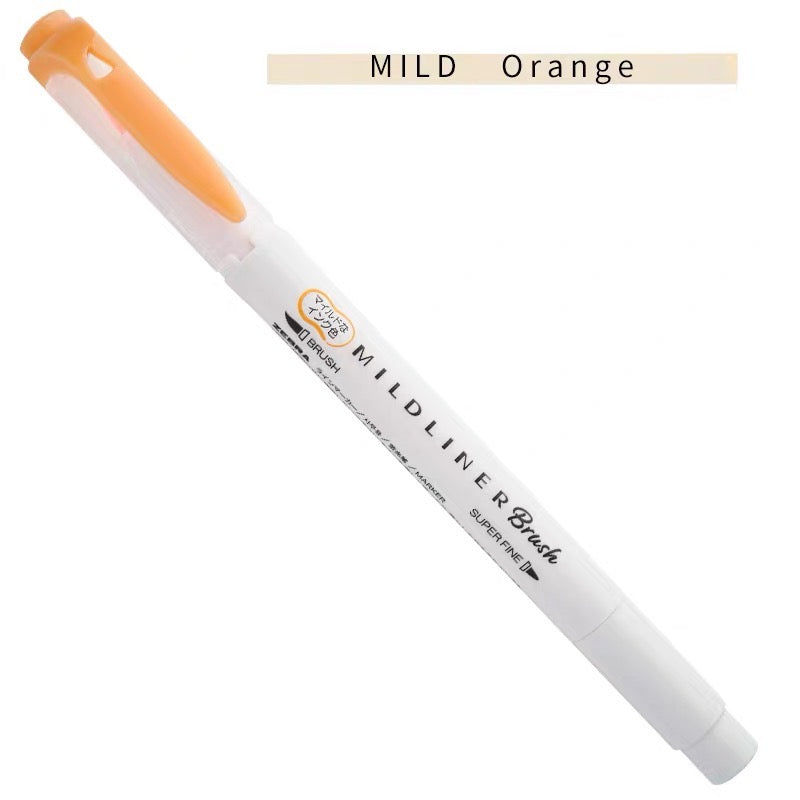 Zebra Mildliner Double-Sided Highlighter Brush - Brush / Extra Fine - Mild Orange