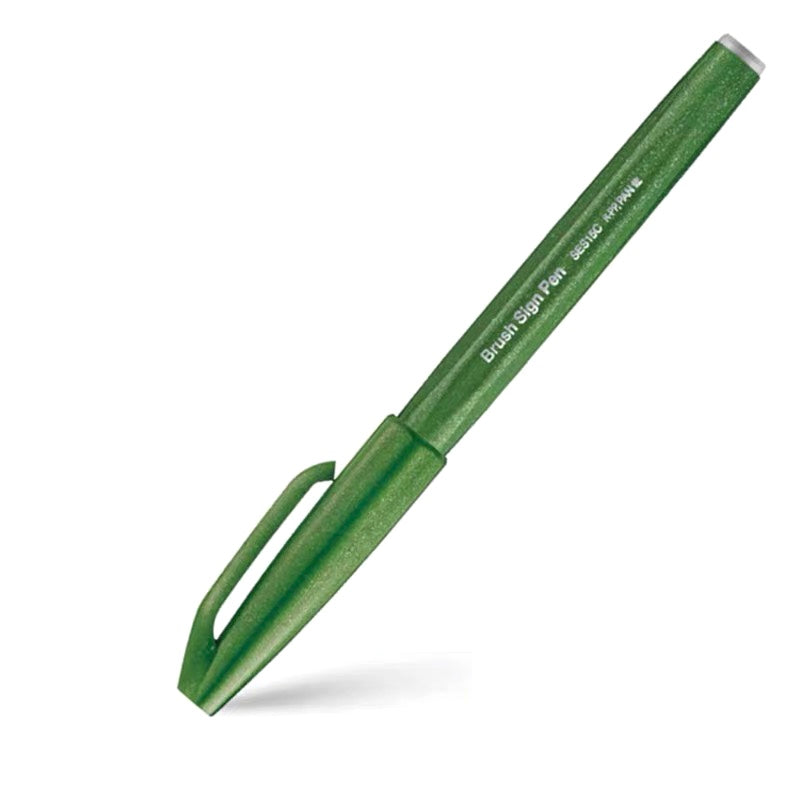 Pentel Fude Touch Brush Sign Pen - Olive Green