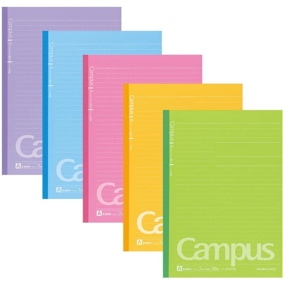 Kokuyo Campus Notebook - Semi B5 - Dotted 7 mm Rule - Pack of 5 Colors