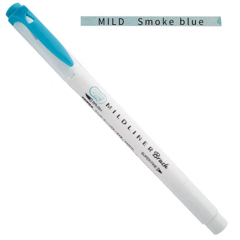 Zebra Mildliner Double-Sided Highlighter Brush - Brush / Extra Fine - Mild Smoke Blue