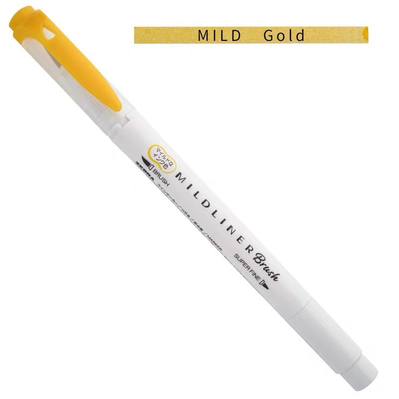 Zebra Mildliner Double-Sided Highlighter Brush - Brush / Extra Fine - Mild  Gold