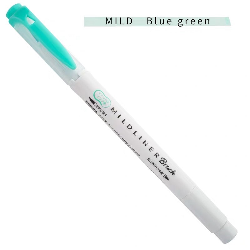 Zebra Mildliner Double-Sided Highlighter Brush - Brush / Extra Fine - Mild Blue Green