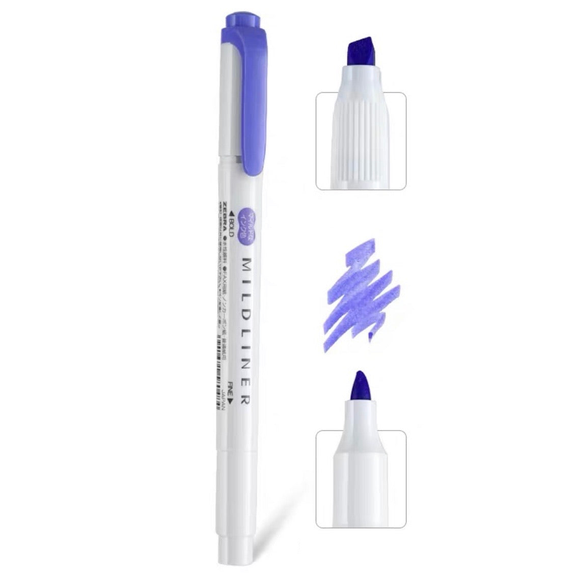 Zebra Mildliner Double-Sided Highlighter - Fine / Bold - Mild Lavendar