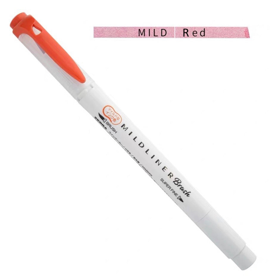 Zebra Mildliner Double-Sided Highlighter Brush - Brush / Extra Fine - Mild Red