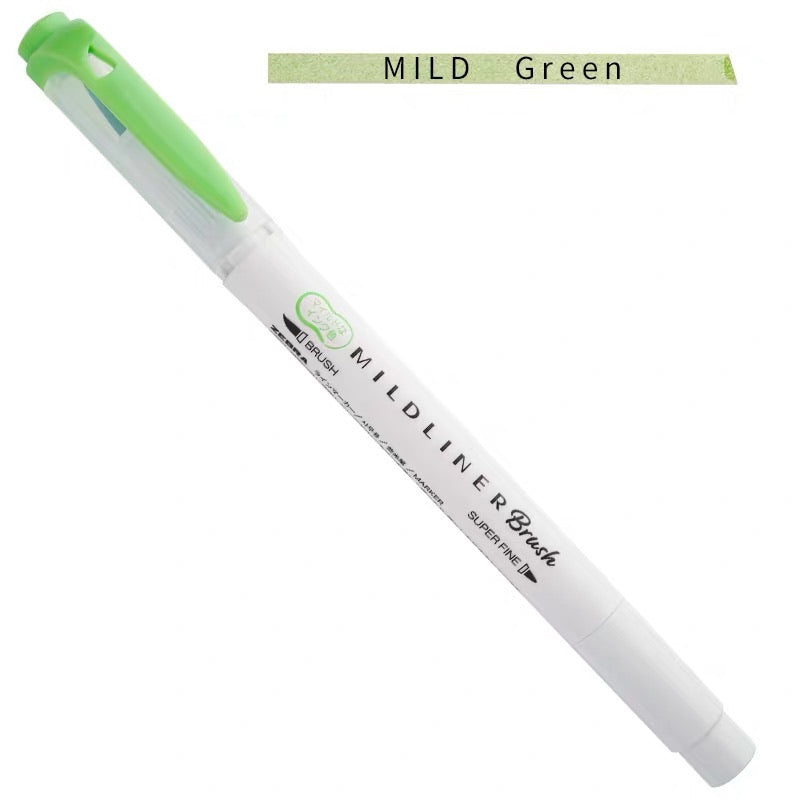 Zebra Mildliner Double-Sided Highlighter Brush - Brush / Extra Fine - Mild Green