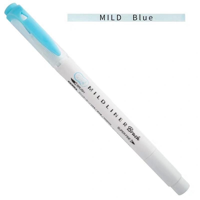 Zebra Mildliner Double-Sided Highlighter Brush - Brush / Extra Fine - Mild Blue