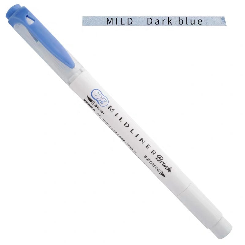 Zebra Mildliner Double-Sided Highlighter Brush - Brush / Extra Fine - Mild Dark Blue