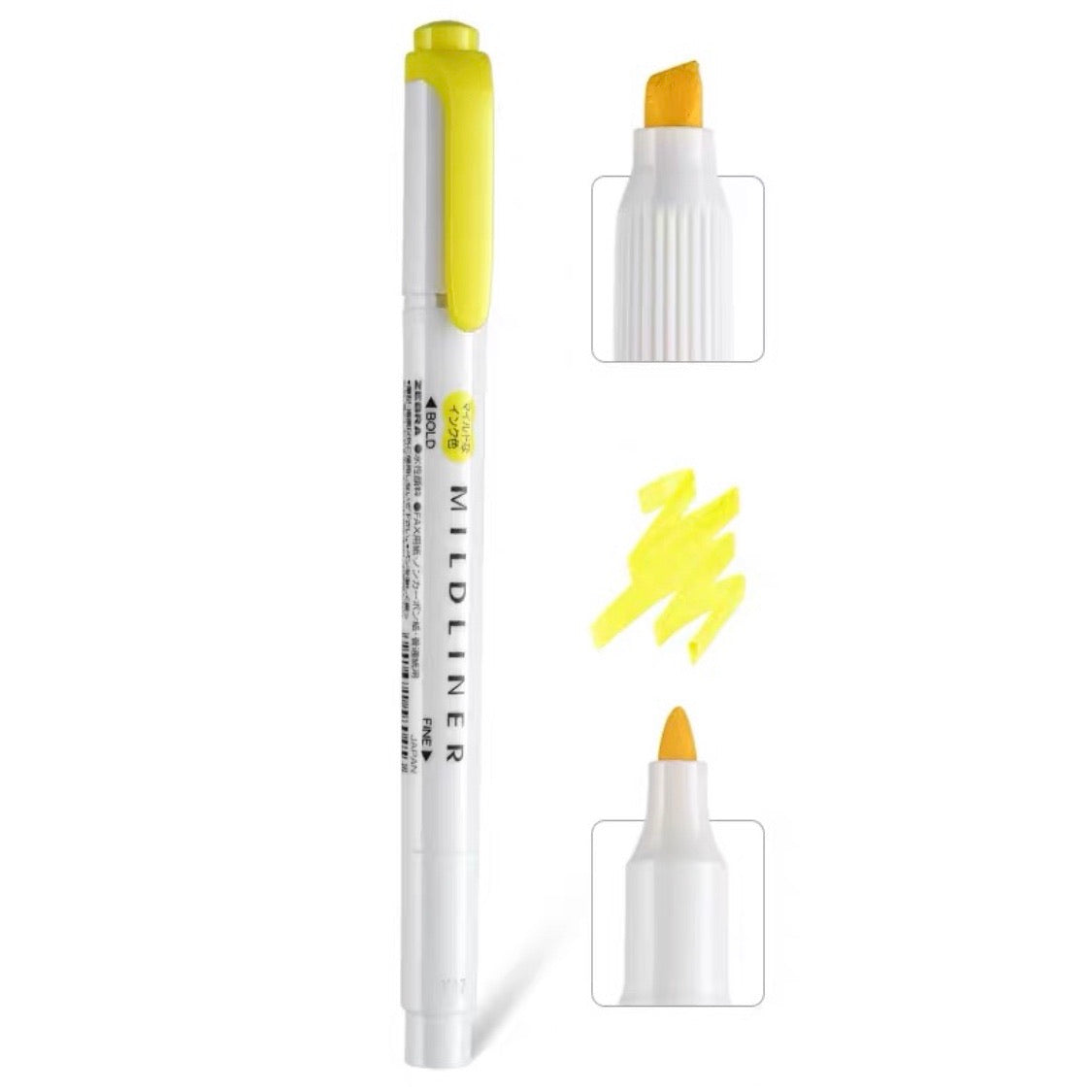 Zebra Mildliner Double-Sided Highlighter - Fine / Bold - Mild Lemon Yellow