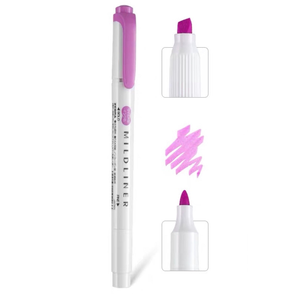 Zebra Mildliner Double-Sided Highlighter - Fine / Bold - Mild Fuchsia